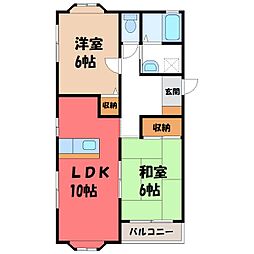 パークサイド II 1階2LDKの間取り