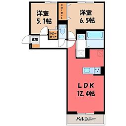 D-ROOM浜尻町 3階2LDKの間取り
