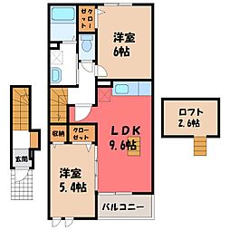 ラ　リーフ 2階2DKの間取り