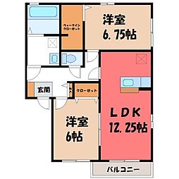 オルテンシア II 2階2LDKの間取り