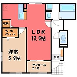 パラッツオ C 1階1LDKの間取り