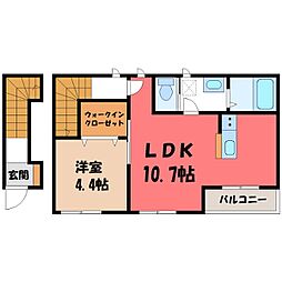 パークサイドメゾン・ソレイユ 2階1LDKの間取り