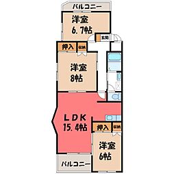 ファランドール井野 1階3LDKの間取り