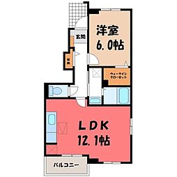 クレメンティ・パーク A 1階1LDKの間取り