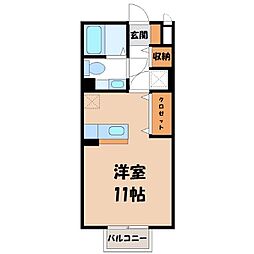 オアシス 1階ワンルームの間取り