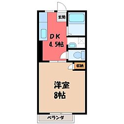 佐波ハイツ 1DKの間取図画像