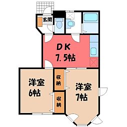 メゾンドエトワール 2DKの間取図画像