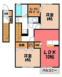カウズ 2LDKの間取図画像