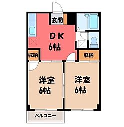 パークサイドP1 2DKの間取図画像