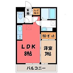 アンフルール 1LDKの間取図画像