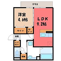 D-ROOM紅雲町B 1LDKの間取図画像