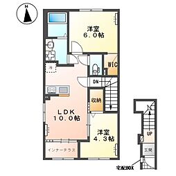 (仮)朝倉町新築アパート 2LDKの間取図画像