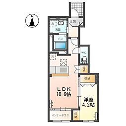 仮)高崎市上小鳥町T様新築アパートA棟 1LDKの間取図画像