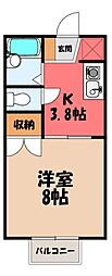 鼻高フラットA 1Kの間取図画像