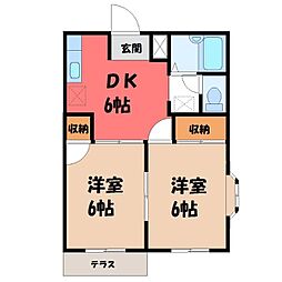 イーストタウン 2DKの間取図画像