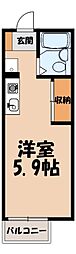 オゼットワールA ワンルームの間取図画像