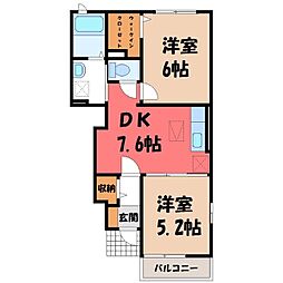 シュテル・ブリーゼB 2DKの間取図画像