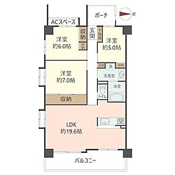 ヴィルヌーブ堀川松原 9 3LDKの間取り