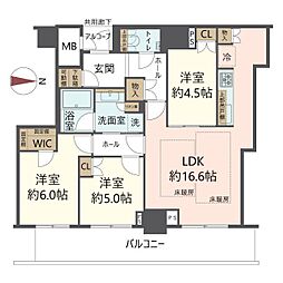 プレミストタワー大阪新町ローレルコート 3LDKの間取図画像