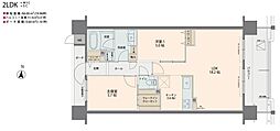リコット岡崎柱曙 2LDKの間取図画像