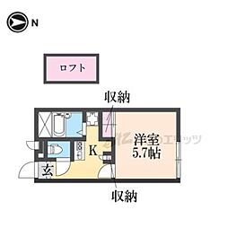 レオパレスゴーゴー 1階1Kの間取り