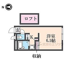 レオパレス松川 201 2階1Kの間取り