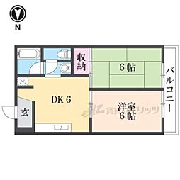 ハイツモーニンググローリー 2DKの間取図画像