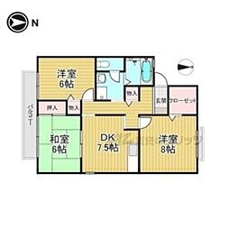 グリーン・パーク鴻池C棟 3DKの間取図画像