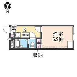 レオパレス秀 1Kの間取図画像