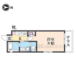 ワコーレヴィータ新伊丹 1階1Kの間取り