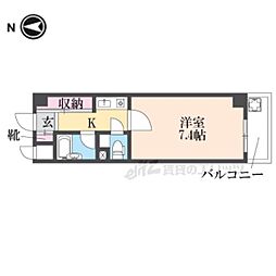ハビタビリス2 1Kの間取図画像