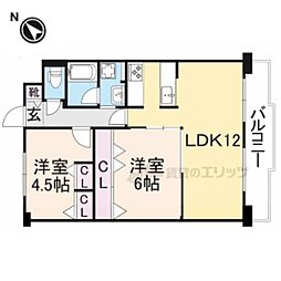 マイシティ伊丹壱番館 2LDKの間取図画像
