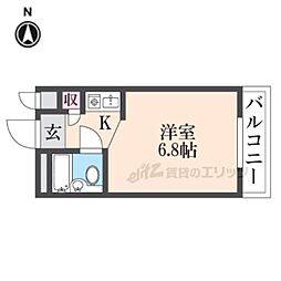 阪急神戸本線 武庫之荘駅 徒歩4分の賃貸マンション 4階1Kの間取り