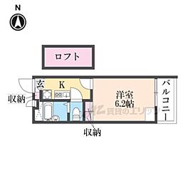 レオパレス武庫川東 3階1Kの間取り