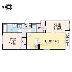 阪急神戸本線 塚口駅 徒歩9分の賃貸アパート 1階2LDKの間取り