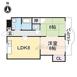 稲野駅前やのビル 505 5階2LDKの間取り
