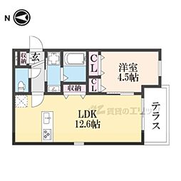 シエーナ川西中央1 1階1LDKの間取り
