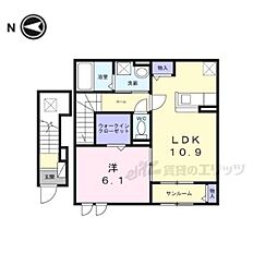 コート向田 1LDKの間取図画像