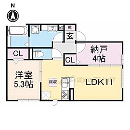 セジュール塚口町IV 1階2LDKの間取り