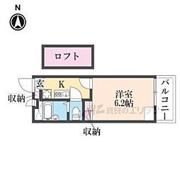 阪急神戸本線 武庫之荘駅 徒歩15分の賃貸アパート 1階1Kの間取り