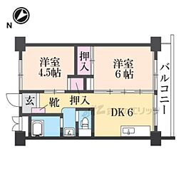 JR福知山線 猪名寺駅 徒歩15分の賃貸マンション 8階2DKの間取り