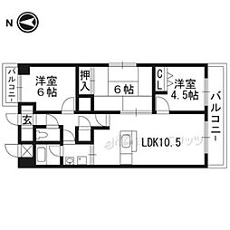 パセオ南茨木 2階3LDKの間取り
