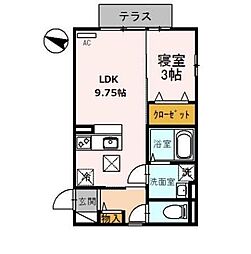 クラインガルテン　Ａ棟 1階1LDKの間取り