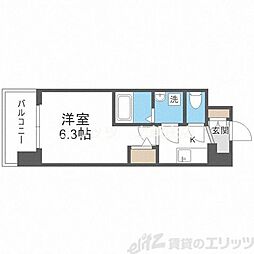 エスリードレジデンス大阪福島イースト 7階1Kの間取り