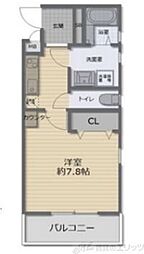 プルメリア東正雀 1階1Kの間取り