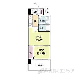 セレニテ江坂ルフレ 2Kの間取図画像