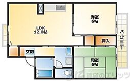 セジュール南茨木 2LDKの間取図画像