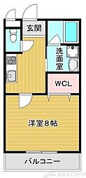 オーク中穂積 1Kの間取図画像