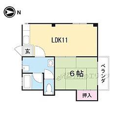三恵吹田ハイツ 1LDKの間取図画像