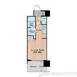 S-cute梅田中崎町 ワンルームの間取図画像